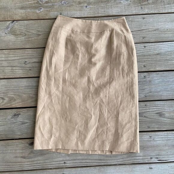 Lafayette 148 Khaki Linen Blend Pencil Skirt 4